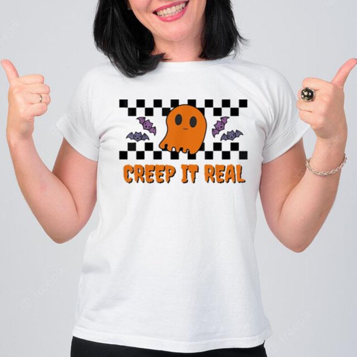 Halloween Ghost Checkerboard T-Shirt