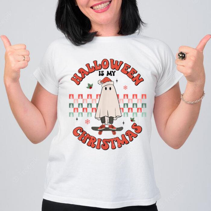 Halloween Is My Christmas Funny Christmas Ghost T-Shirt