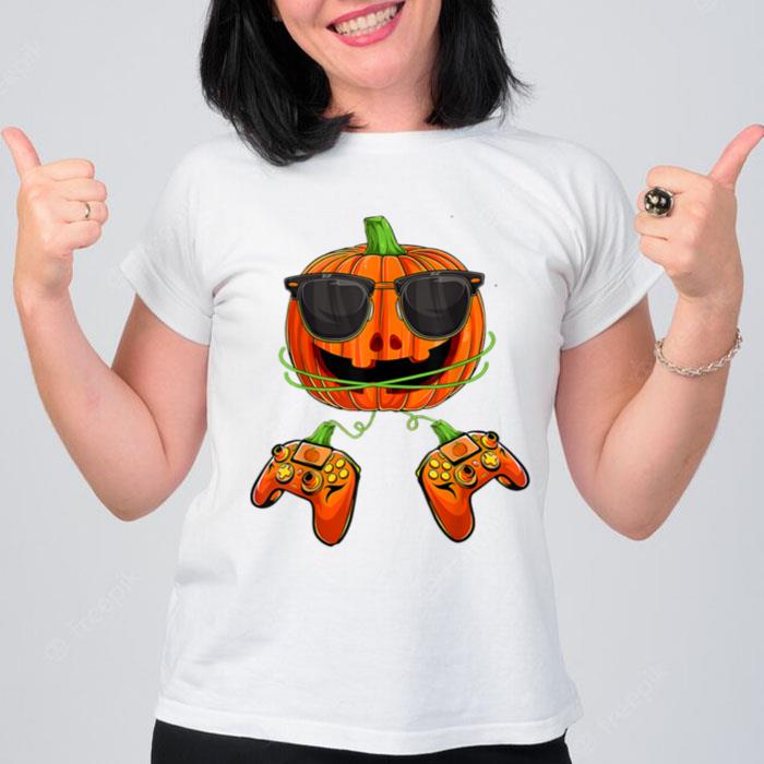 Halloween Jack O Lantern Gamer Boys Kids T-Shirt