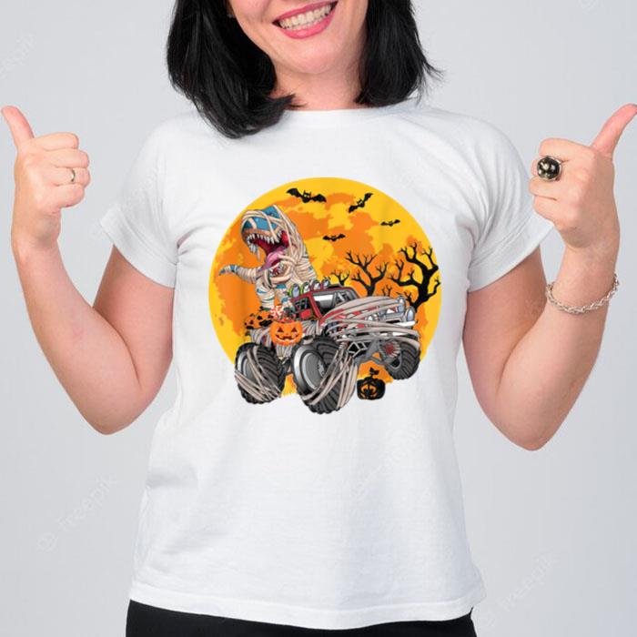 Halloween Mummy T Rex Monster Truck Boys Kids Teens T-Shirt