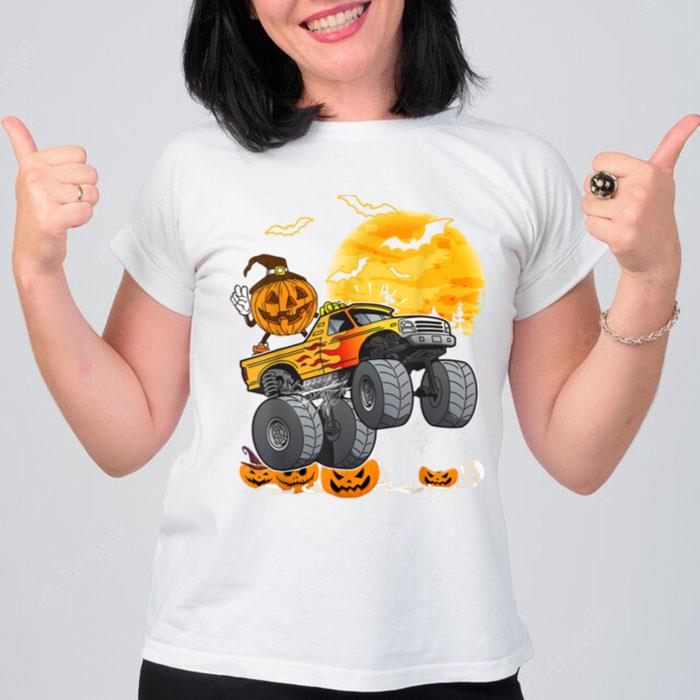 Halloween Pumpkin Monster Truck Funny Halloween Costume T-Shirt