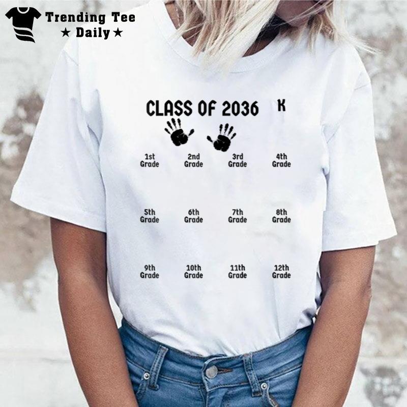 Handprint Graduation Class Of 2036 Grow With Me T-Shirt