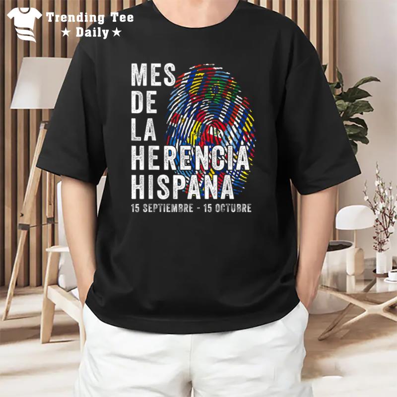 Hispanic Heritage Mes De La Herencia Hispana Fingerprint T-Shirt