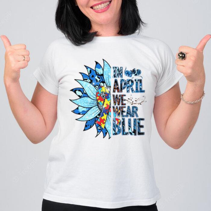 In April We Wear Blue For Autism Awareness Vintage T-Shirt
