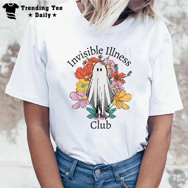 Invisible Illnes Club Chronic Spoonie Floral Ghost Halloween T-Shirt