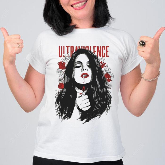 Lana Del Ray Smoking Illustration Ultraviolence T-Shirt