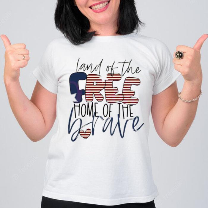 Land Of The Free Home Of The Brave Retro America T-Shirt