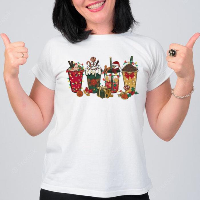 Latte Christmas Sublimation Graphics Christmas Light Coffe T-Shirt