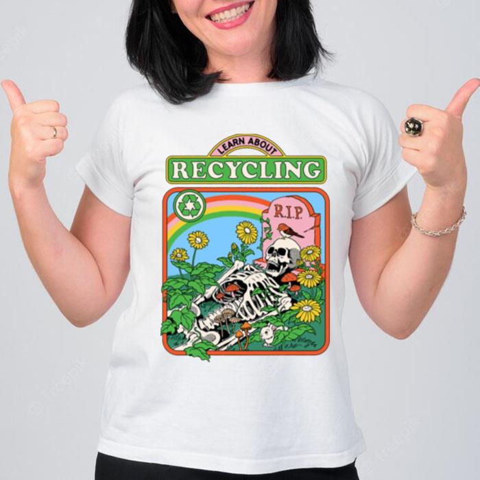 Learn About Recycling Rip Skeleton Retro T-Shirt