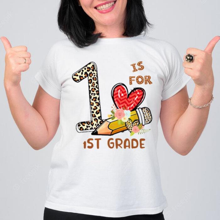 Leopard Flowers Is For 1St Grade T-Shirt