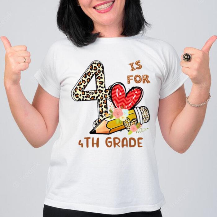 Leopard Flowers Is For 4Th Grade T-Shirt