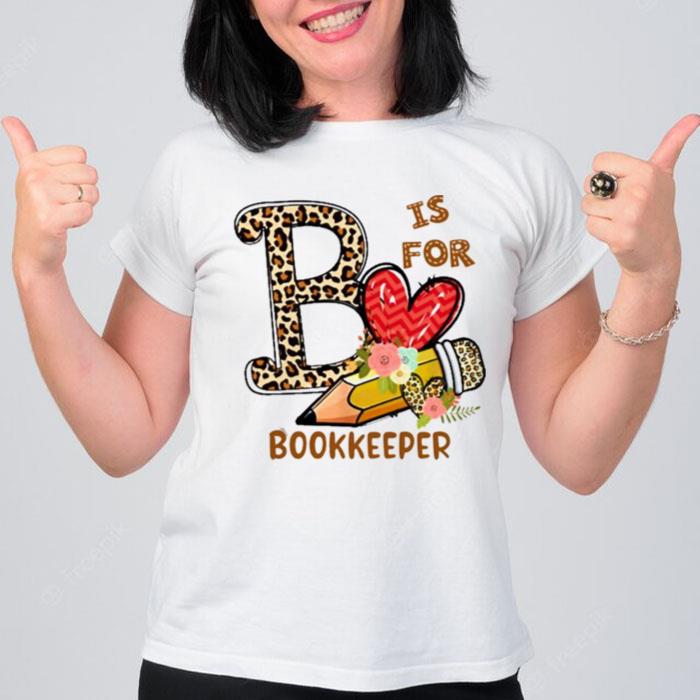 Leopard Flowers Is For Bookkeeper T-Shirt