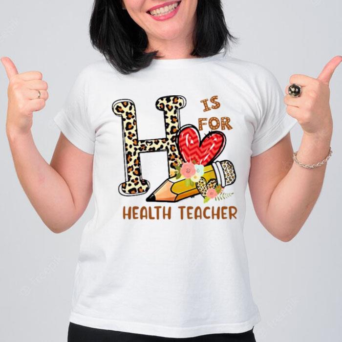 Leopard Flowers Is For Health Teacher T-Shirt