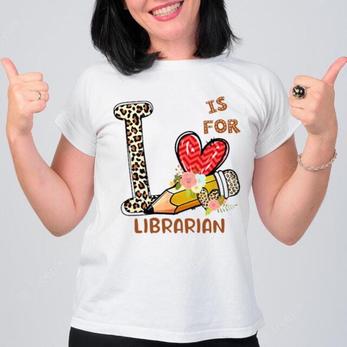 Leopard Flowers Is For Librarian T-Shirt