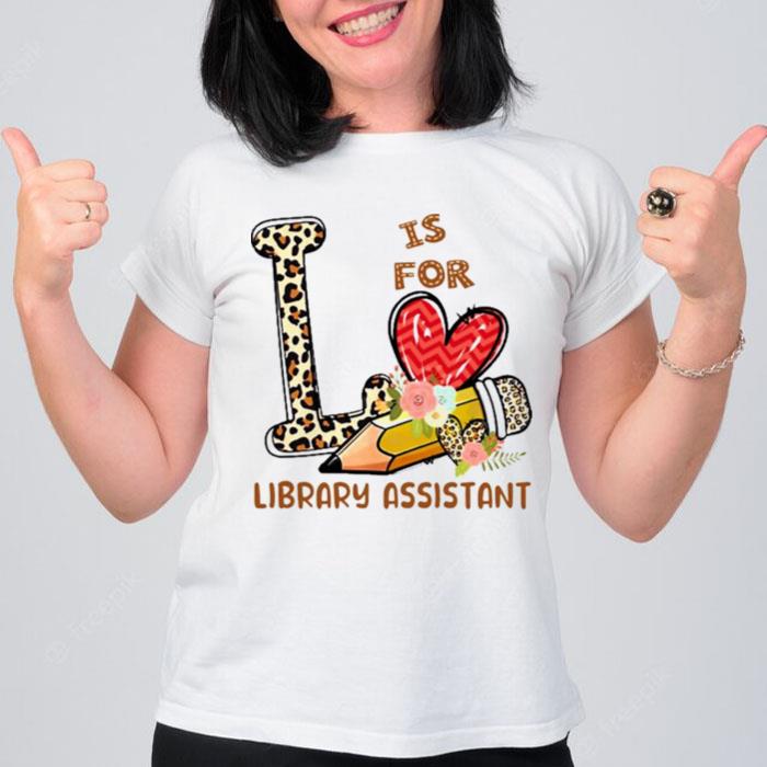 Leopard Flowers Is For Library Assistan T-Shirt