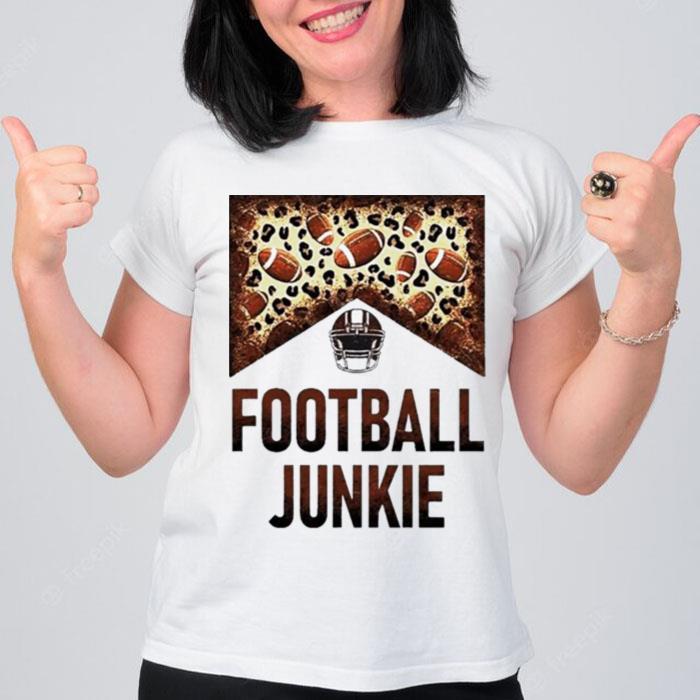 Leopard Football Junkie Matching Patches Western Autumn Football T-Shirt