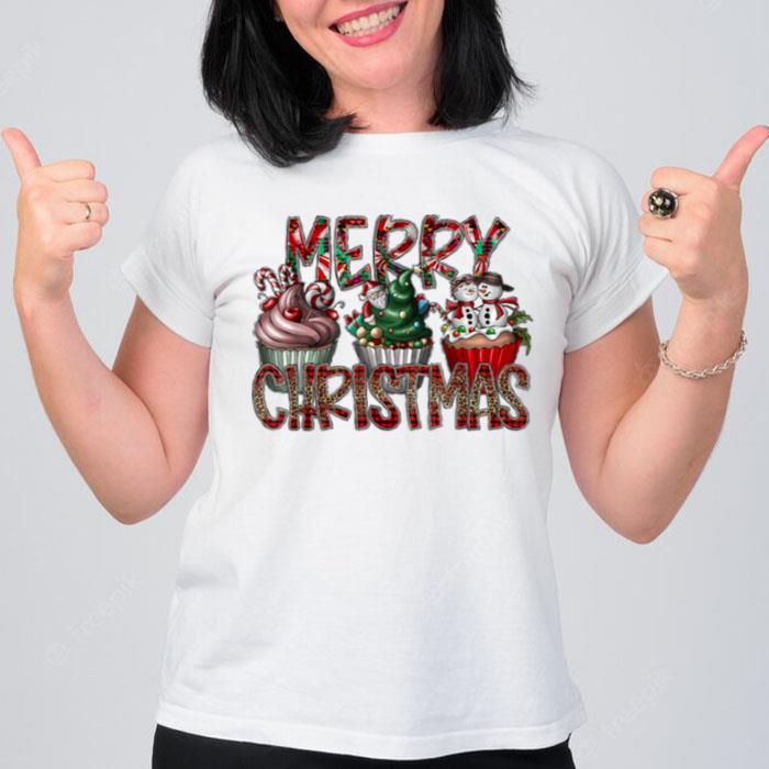 Leopard Merry Christmas Hot Cocoa Santa Xmas Tree Snowman T-Shirt