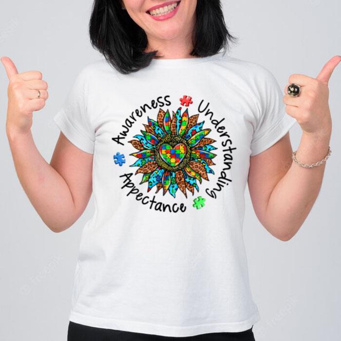 Leopard Sunflower Autism Awareness Plant Lover Neurodiversity Adhd Special Ed Teacher Social Work T-Shirt