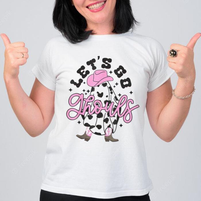 Let's Go Ghouls Halloween Spooky Western Cowgirl Leopard T-Shirt