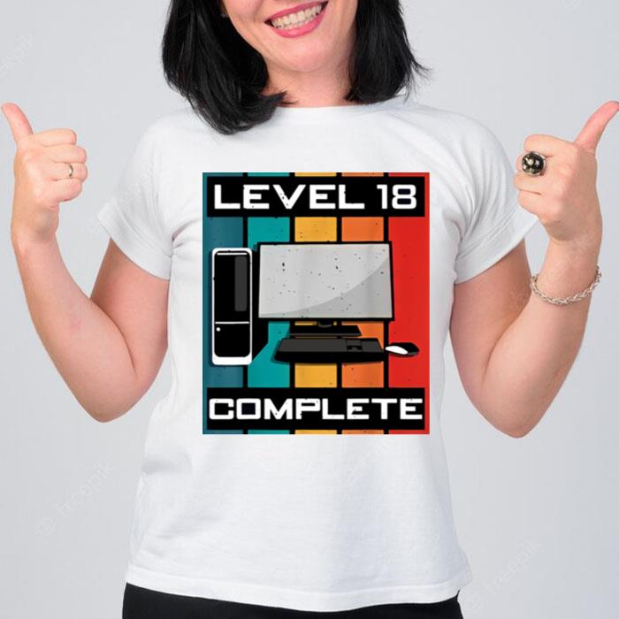 Level 18 Complete I 18Th Birthday Computer Gaming T-Shirt