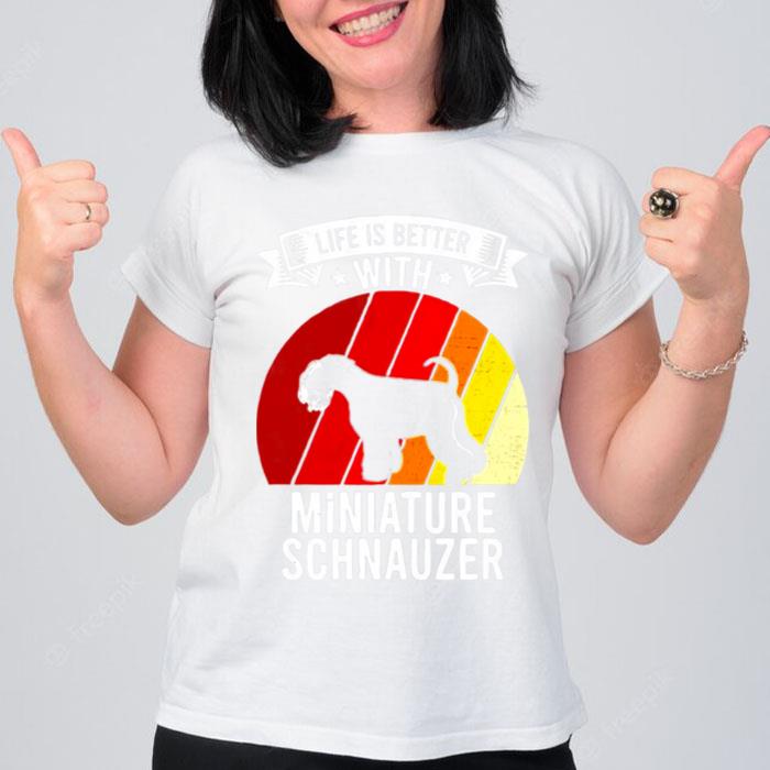 Life Is Better With Miniature Schnauzer Dogs Vintage T-Shirt