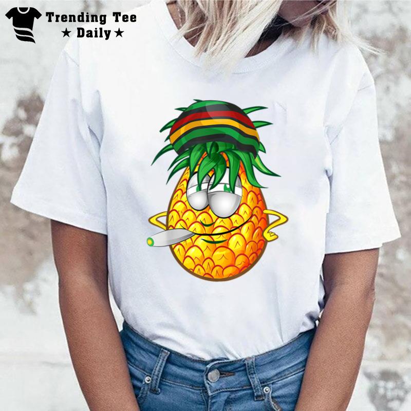 Marijuana Smoking Funny Pineapple Rasta Weed Stoner 420 T-Shirt