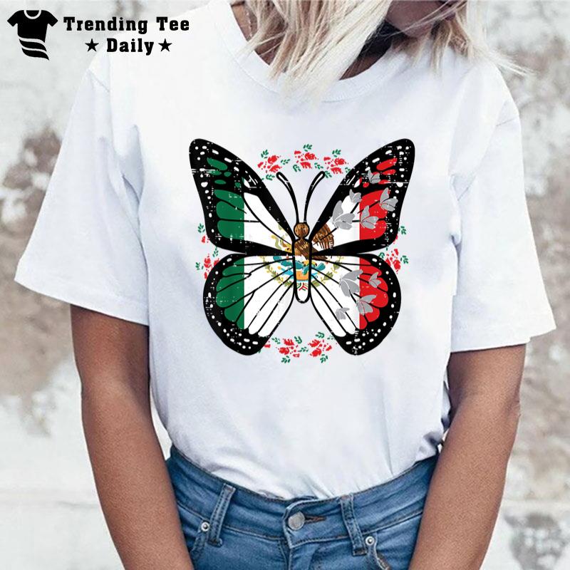 Mexican Independence Day Butterfly Mexico Girls Kids T-Shirt