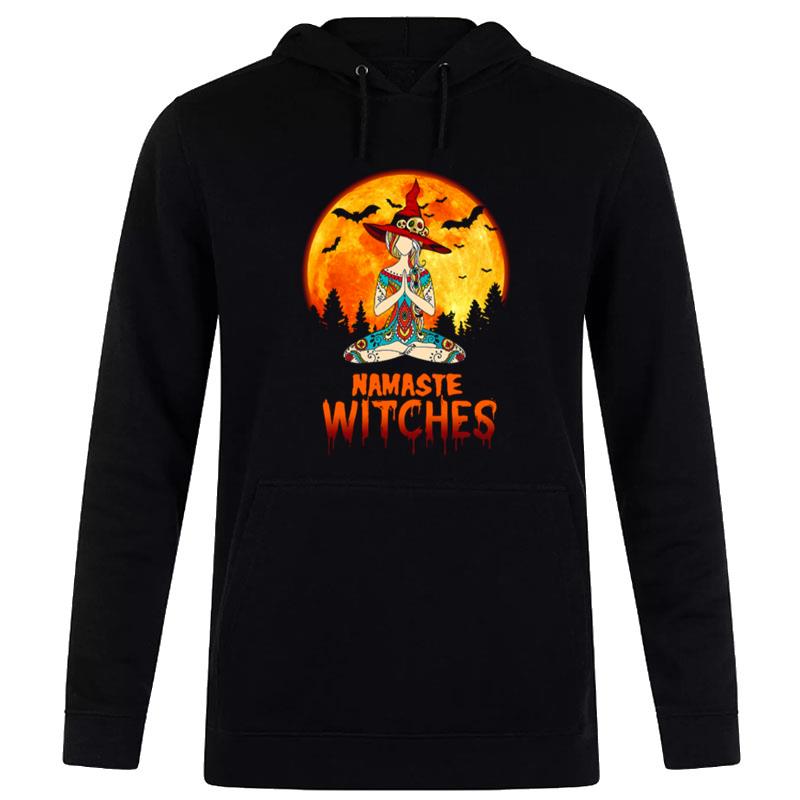 Namaste Witches Yoga Girl Full Moon Witch Yoga Meditation Halloween Hoodie