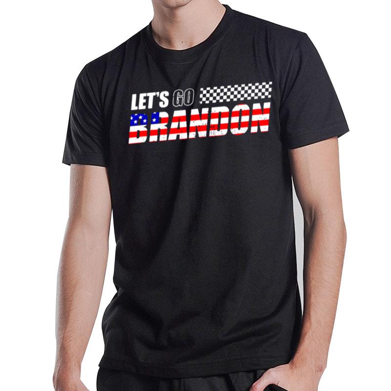 Nascar Let'S Go Brandon American Flag T-Shirt