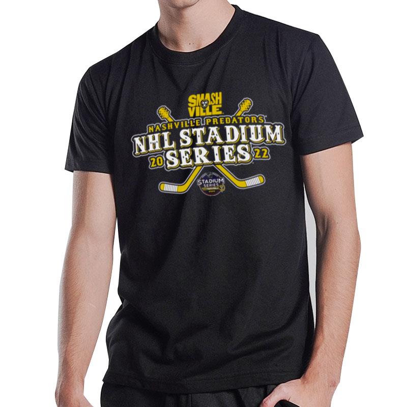 Nashville Predators Smash Ville 2022 Nhlstadium Series Cross Sticks T-Shirt