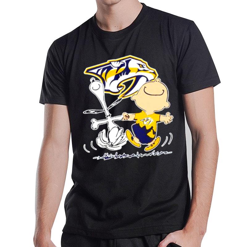 Nashville Predators Snoopy And Charlie Brown Dancing T-Shirt