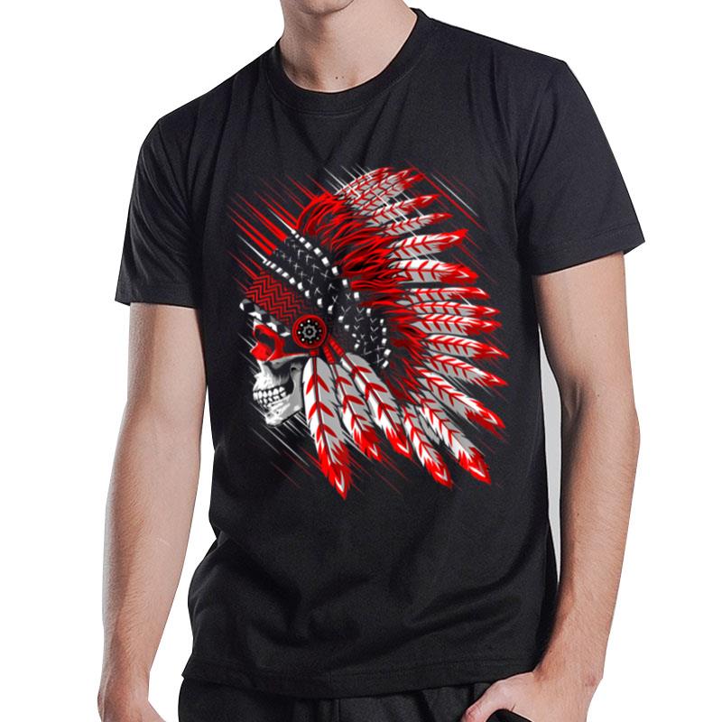 Native American Indian Chief Skull Motorcycle Headdress B09Lrbhmmw T-Shirt