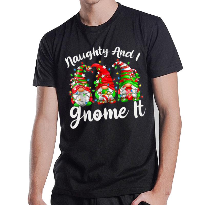Naughty And I Gnome It Christmas Pajamas Gnomes Funny Xmas T-Shirt