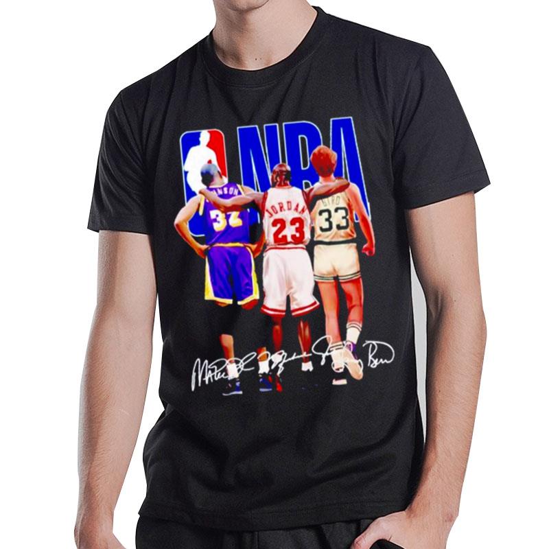 Nba Johnson Michael Jordan Larry Bird Signatures T-Shirt