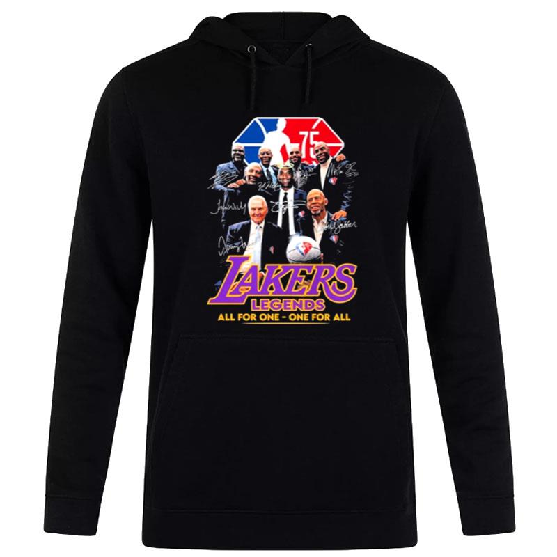 Nba Los Lakers Legend All For One One For All Signatures Hoodie