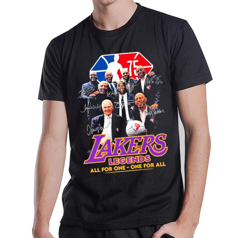 Nba Los Lakers Legend All For One One For All Signatures T-Shirt