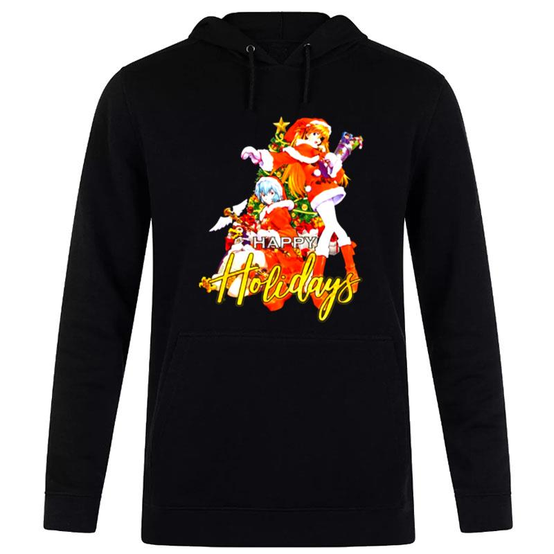 Neon Genesis Evangelion Asuka Langley Rei Happy Holidays Christmas Hoodie