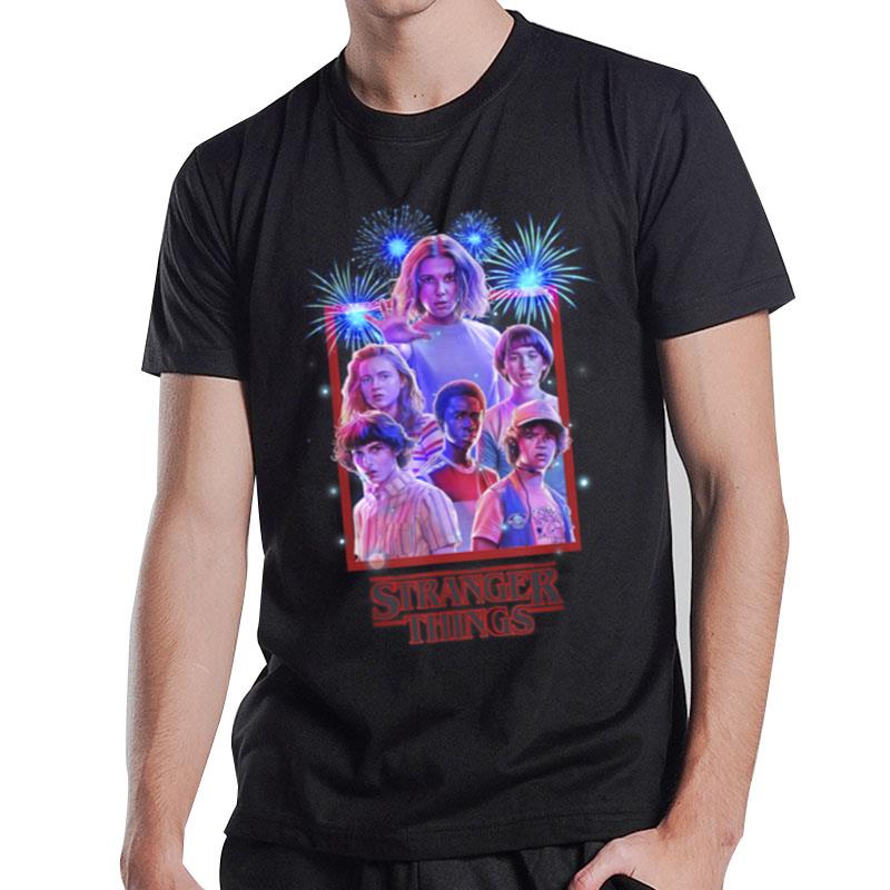 Netflix Stranger Things Group Shot Fireworks Poster B083Xfr9Gc T-Shirt