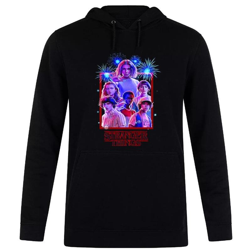 Netflix Stranger Things Group Shot Fireworks Poster S Hoodie