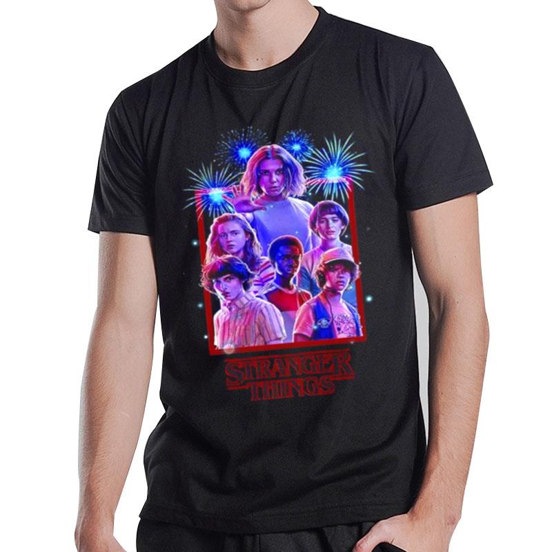 Netflix Stranger Things Group Shot Fireworks Poster S T-Shirt