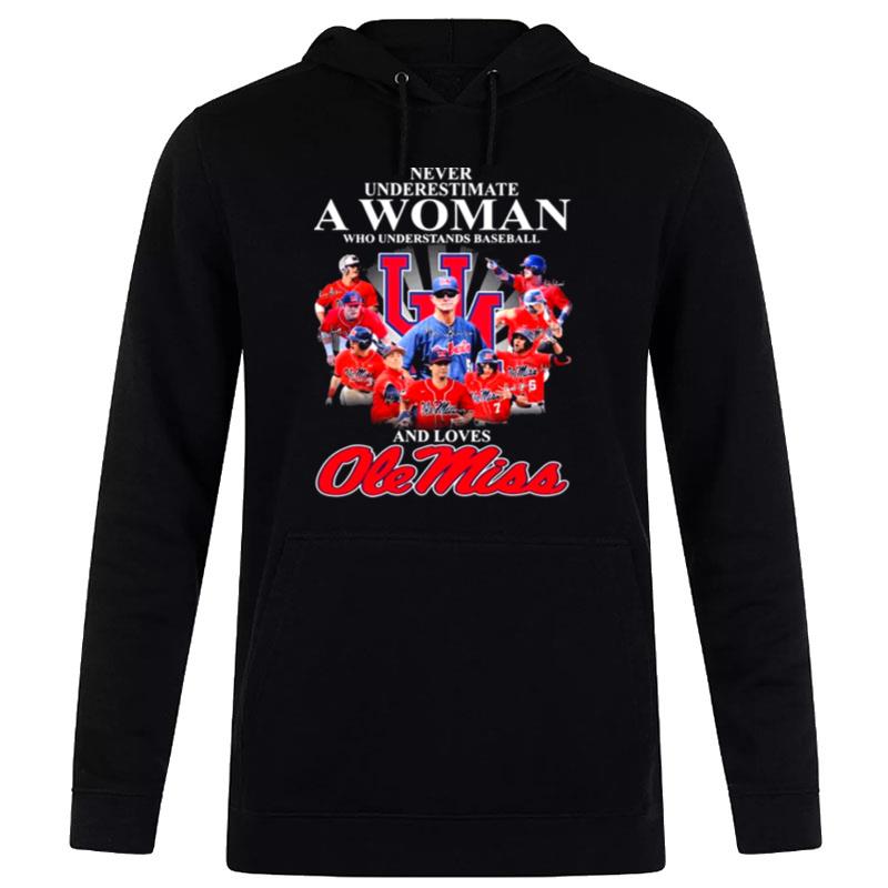 Never Underestimate A Woman And Loves Ole Miss Rebels 2022 National Champions Signatures Hoodie