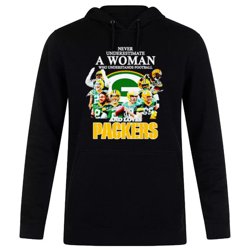 Never Underestimate A Woman Who Understands Football And Loves Packers Football Signatures Hoodie