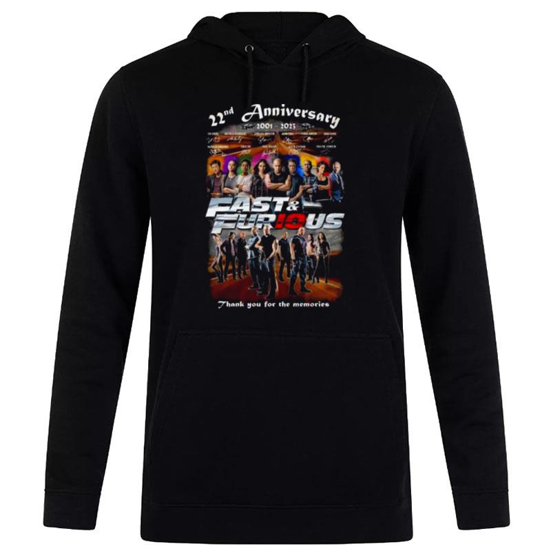 New 22Nd Anniversary 2001 - 2023 Fast & Furious Thank You For The Memories Signatures Hoodie