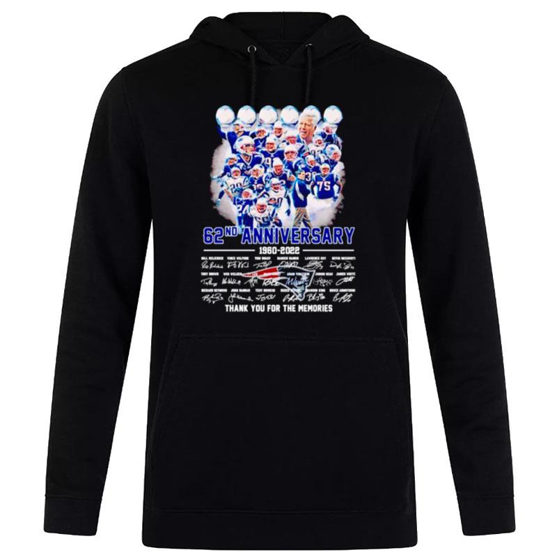 New England Patriots 62Nd Anniversary 1960 2022 Thank You For The Memories Signatures Hoodie