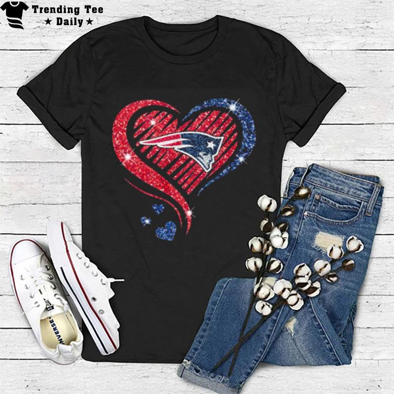 New England Patriots Football Heart Diamond T-Shirt