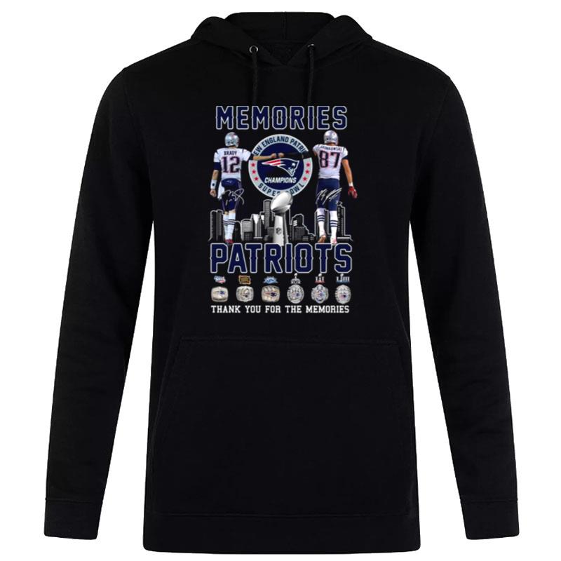 New England Patriots Tom Brady And Rob Gronkowski Memories Patriots Thank You For The Memories Signatures 2023 Hoodie