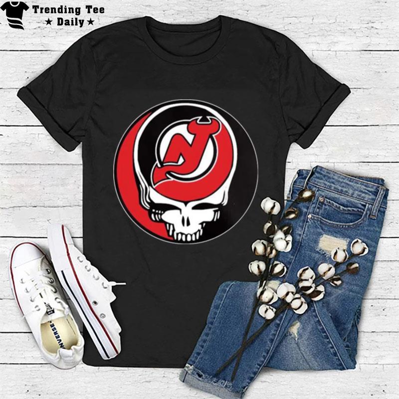 New Jersey Devils Grateful Dead Steal Your Face Hockey Nhl T-Shirt