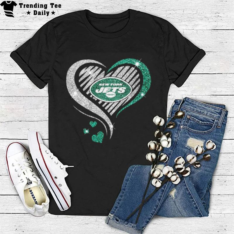 New York Jets Football Heart Diamond T-Shirt