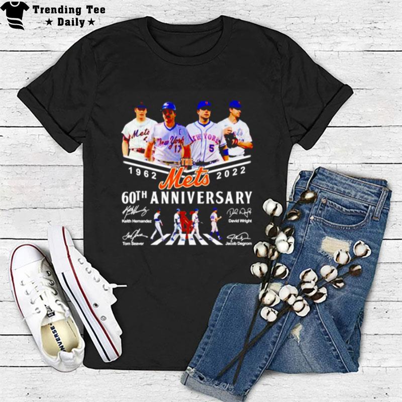 New York Mets 1962 2022 60Th Anniversary Signatures T-Shirt