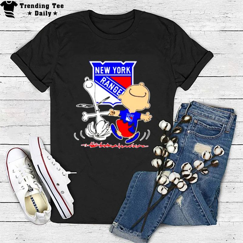 New York Rangers Snoopy And Charlie Brown Dancing T-Shirt